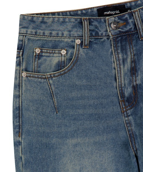 ジーンズ 「mahagrid/マハグリッド」WASHED DART DENIM PT/ウォッシュドダートデニムパンツ メンズ レディース