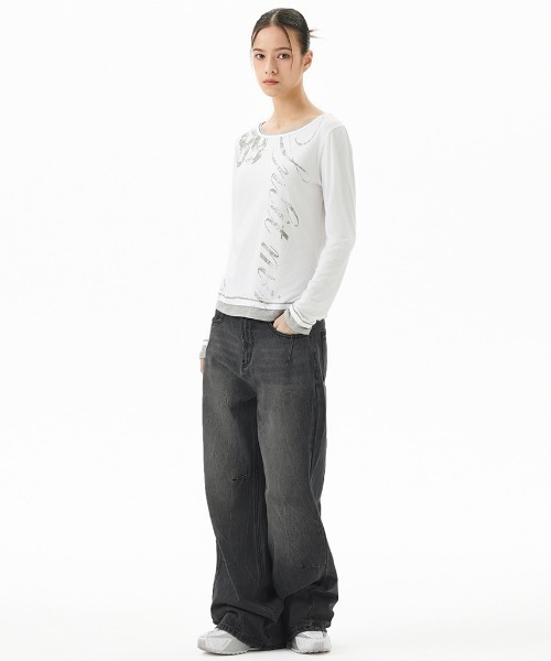 ジーンズ 「mahagrid/マハグリッド」WASHED DART DENIM PT/ウォッシュドダートデニムパンツ メンズ レディース