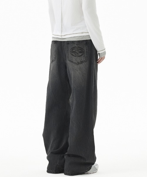 ジーンズ 「mahagrid/マハグリッド」WASHED DART DENIM PT/ウォッシュドダートデニムパンツ メンズ レディース