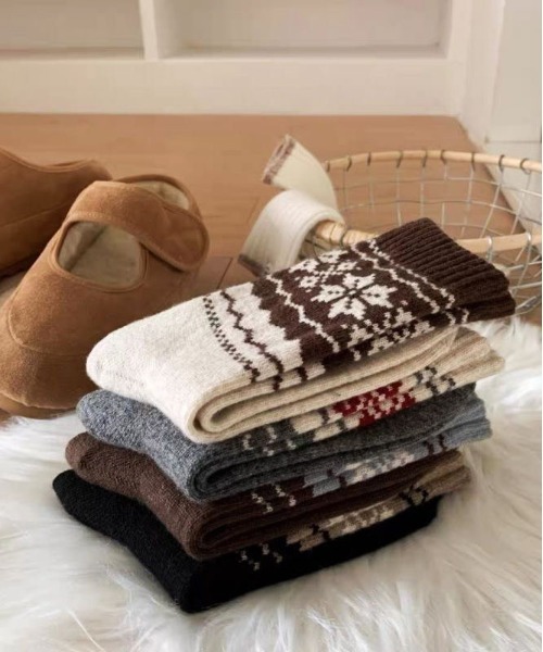 靴下 「 ammy. / エイミードット 」 保暖 ウール ノルディック柄