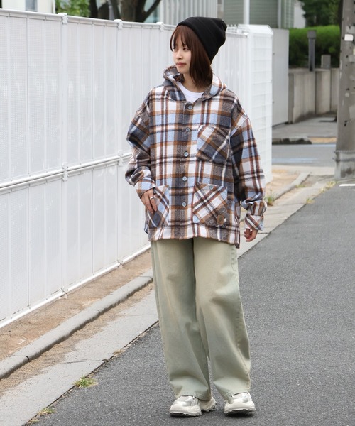 COB MASTER（コブマスター） シャツ ネル チェック フーディ ロング