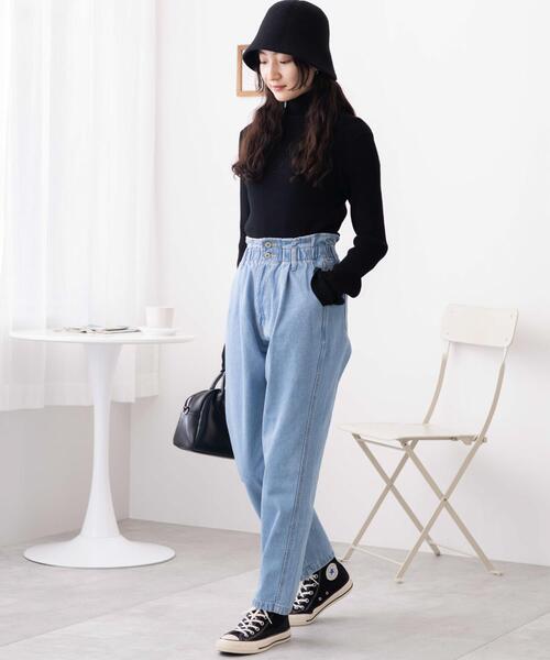 「WEGO」 デニムパンツ LARGE ライトインディゴブルー レディース_画像2