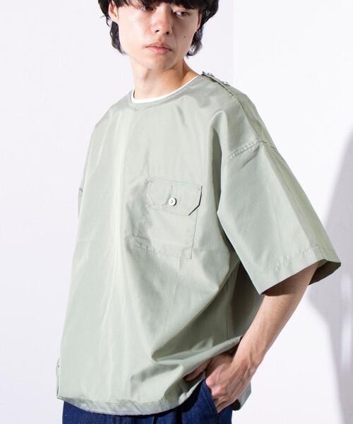 「TAION」 半袖Tシャツ L セージグリーン メンズの画像7