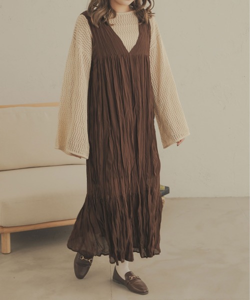 「Ambre Neige」 ノースリーブワンピース MEDIUM モカ レディース_画像2