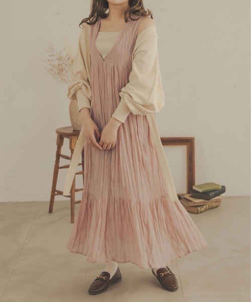 「Ambre Neige」 ノースリーブワンピース MEDIUM モカ レディース_画像4