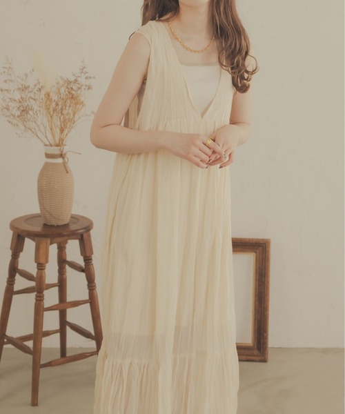 「Ambre Neige」 ノースリーブワンピース MEDIUM モカ レディース_画像5