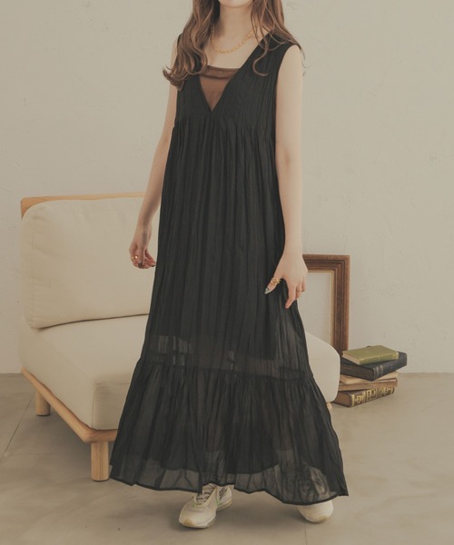 「Ambre Neige」 ノースリーブワンピース MEDIUM モカ レディース_画像6