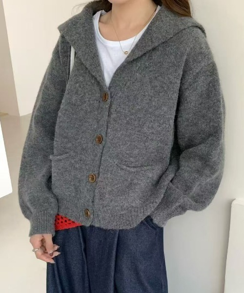 LACーVERT カーディガン セーラーカラーニットカーデ レディース