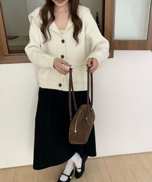LACーVERT カーディガン セーラーカラーニットカーデ レディース