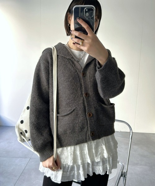 LACーVERT カーディガン セーラーカラーニットカーデ レディース