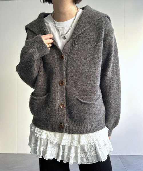 LACーVERT カーディガン セーラーカラーニットカーデ レディース
