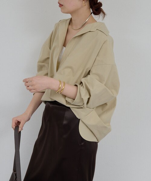 ブラウス シャツ スキッパーシャツ レディースの画像