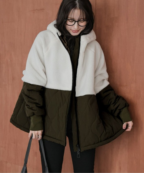 La-gemme（ラジェム） コート アウター ボア×キルティング ドッキング