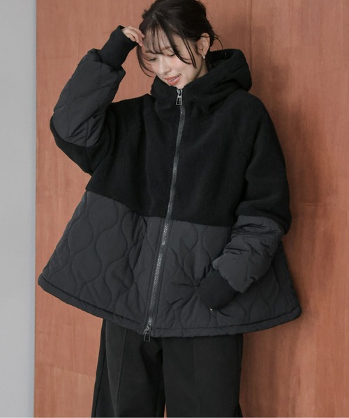 La-gemme（ラジェム） コート アウター ボア×キルティング ドッキング
