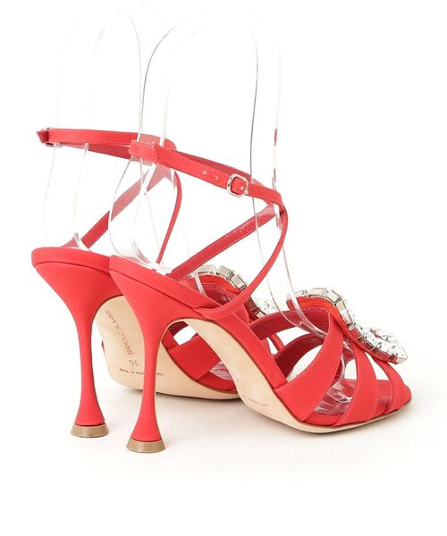 【美品・箱付き】マノロブラニク サンダル ミュール レッド 赤 22.5cm相当 MANOLO BLAHNIK（マノロブラニク） ヒールサンダル 36 レッド