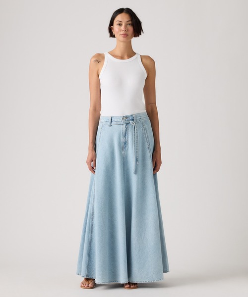LEVI’S 502 リメイクデニムフレアスカート ライトブルー Levi's（リーバイス） デニムスカート XL スカート ライトインディゴ