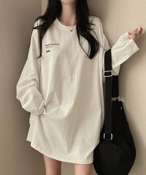 tシャツ オーバーサイズロゴプリントロンT/長袖Tシャツ レディース
