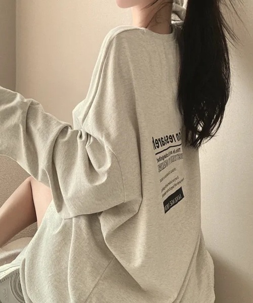tシャツ オーバーサイズロゴプリントロンT/長袖Tシャツ レディース