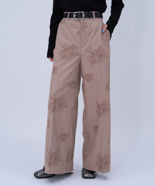 HARE（ハレ） パンツ Flowerシシュウワイドパンツ(HARE) レディース