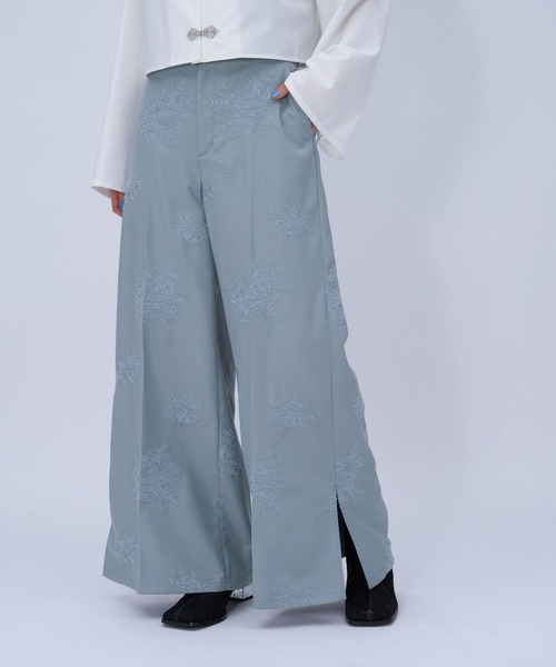 HARE（ハレ） ワイドパンツ パンツ Flowerシシュウワイドパンツ(HARE