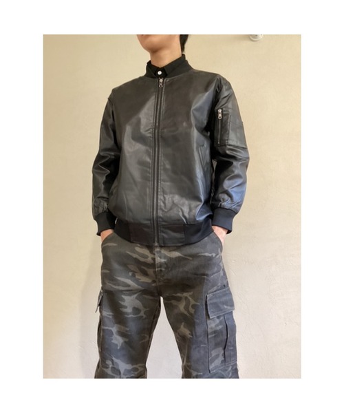 Bling Leads ma1 ma-1 「Blss」「Bling Leads」PU短丈 MA-1ブルゾン