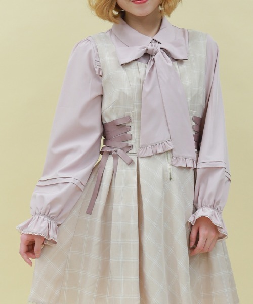 axes femme POETIQUE ブラウス シャツ ボウタイリボン付きフリル