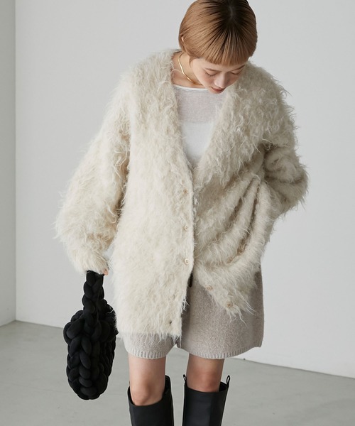 「forksy.」 ニットカーディガン FREE チャコール レディース_画像3