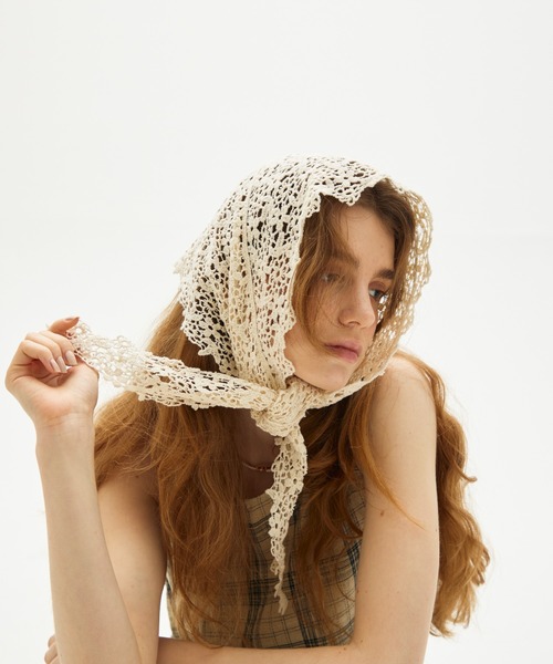 クロシェ マフラー トレカ付きです full/fill. ストール マフラー lace crochet scarf / レースクロシェ