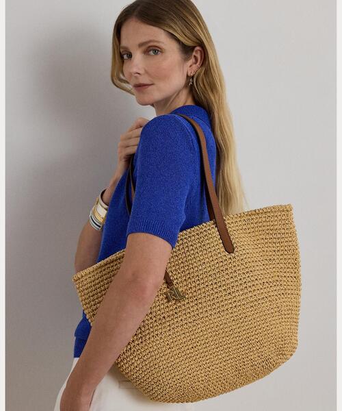 RALPH LAURENストローバッグ【新品】 LAUREN RALPH LAUREN（ローレン ラルフローレン） トートバッグ クロ