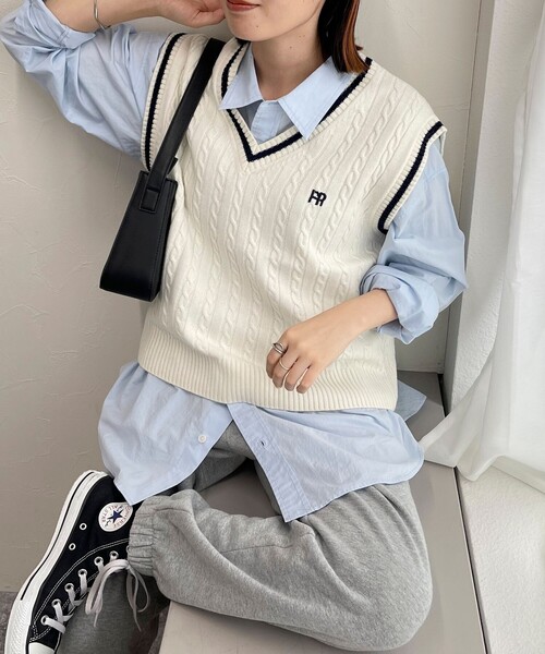 「fredy emue」 ニットベスト 38 グレー レディース_画像7