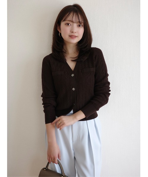 anuans（アニュアンス） カーディガン ラティスケーブルニット