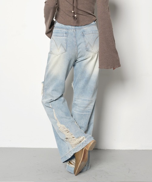 「FOLLOWIN」 デニムパンツ MEDIUM ライトブルー レディース_画像6