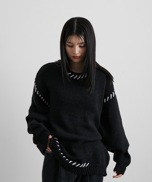 「JUNRED」 長袖ニット L ブルー メンズ_画像2