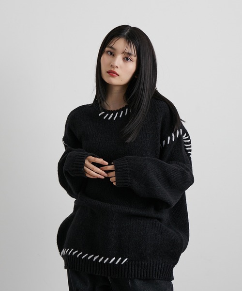 「JUNRED」 長袖ニット L ブルー メンズ_画像3