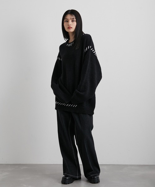 「JUNRED」 長袖ニット L ブルー メンズ_画像4