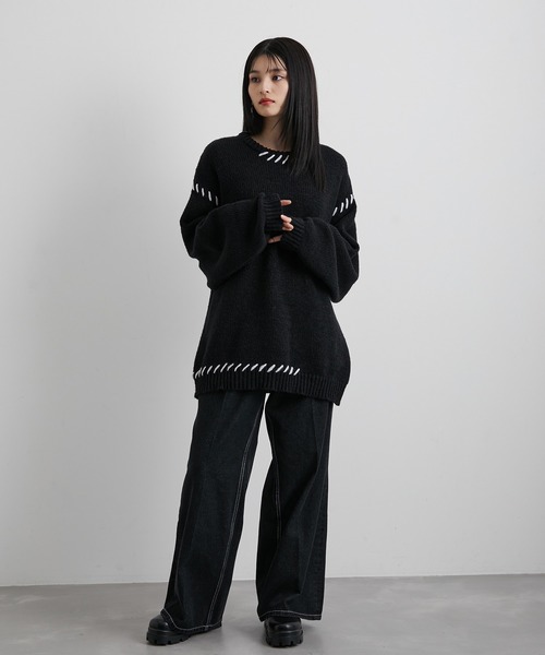 「JUNRED」 長袖ニット L ブルー メンズ_画像5