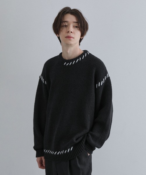 「JUNRED」 長袖ニット L ブルー メンズ_画像6