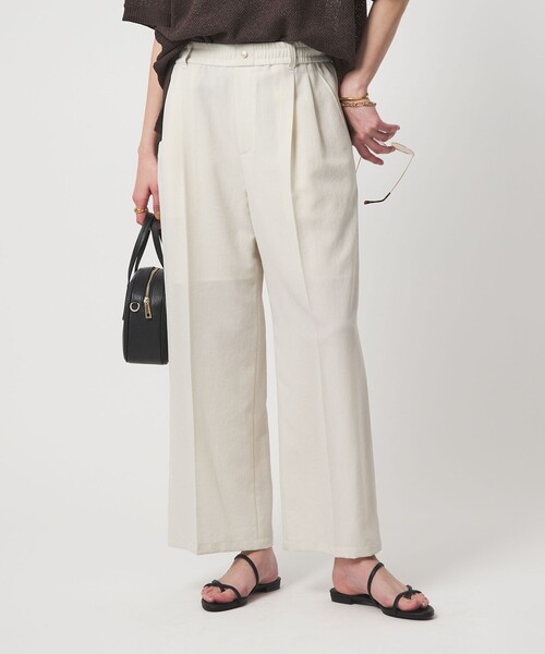 ワイドパンツ パンツ 「結論シリーズ」ドライクロス ニーハイワイド オフホワイト「size SHORT/TALLあり」 レディースの画像