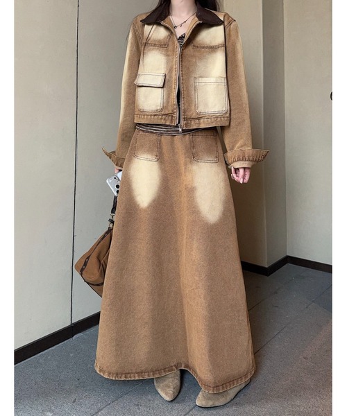 FAVORITO セットアップ デニムショートジャケットスカートセットアップ