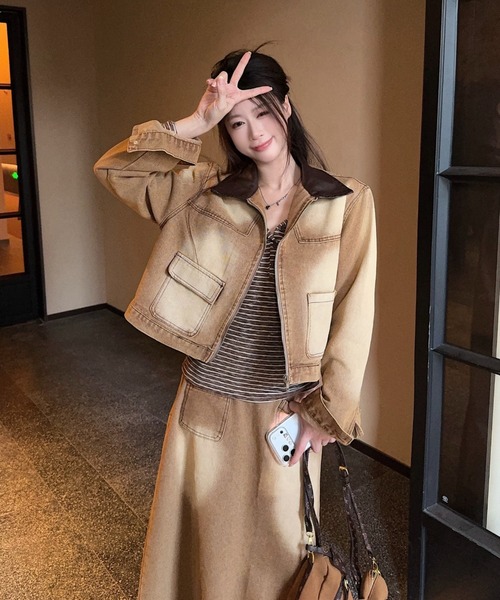 【値下げ可能】titty&co デニム ジャケット スカート セットアップ FAVORITO セットアップ デニムショートジャケットスカートセットアップ