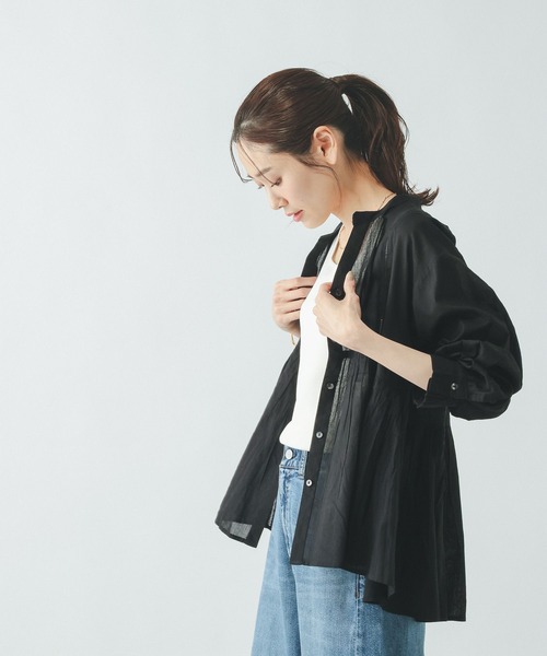 yoriハシゴレースブラウス　navy ふんわりガーゼタッチはしごレースブラウス 通販【ニッセン】