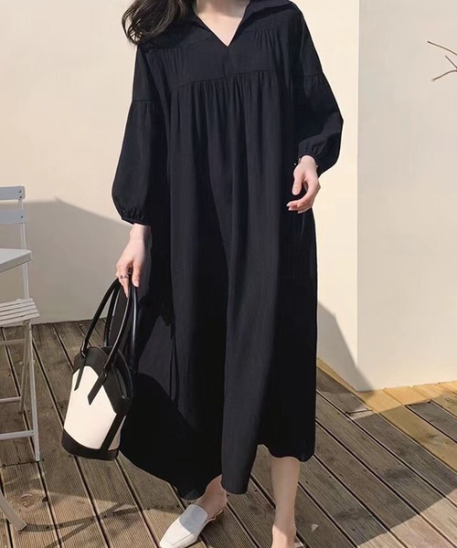 「Dewlily」 長袖ワンピース X-LARGE ブラック レディース_画像2
