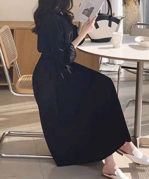 「Dewlily」 長袖ワンピース X-LARGE ブラック レディース_画像5