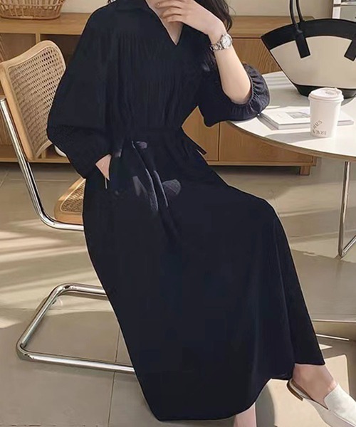 「Dewlily」 長袖ワンピース X-LARGE ブラック レディース_画像8