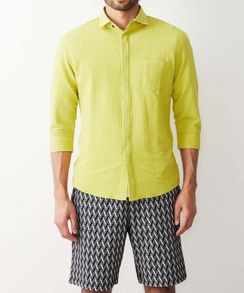 「MK MICHEL KLEIN HOMME 」 7分袖シャツ 48 ブルー メンズ_画像4
