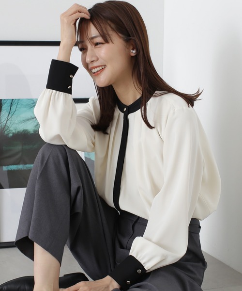 「N.(N. Natural Beauty Basic)」 長袖ブラウス MEDIUM グレー レディース_画像3