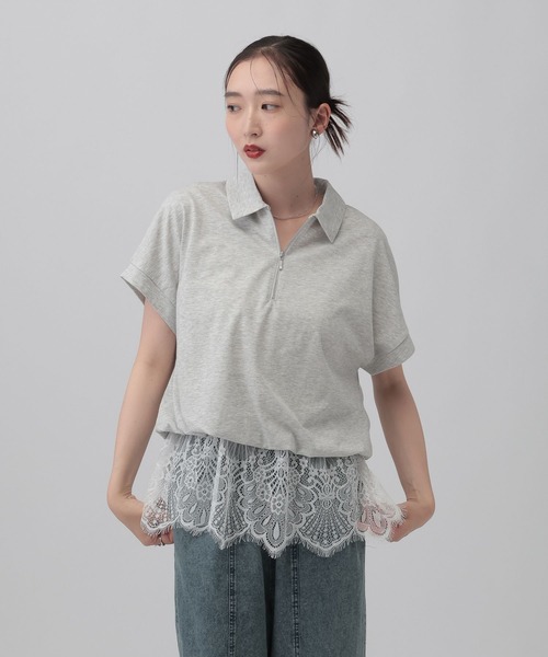 tシャツ レースドッキングZIPプルオーバー　771108 レディースの画像