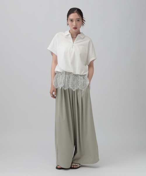 tシャツ レースドッキングZIPプルオーバー　771108 レディースの画像