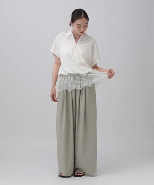 tシャツ レースドッキングZIPプルオーバー　771108 レディースの画像