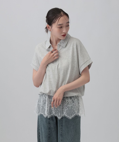 tシャツ レースドッキングZIPプルオーバー　771108 レディースの画像